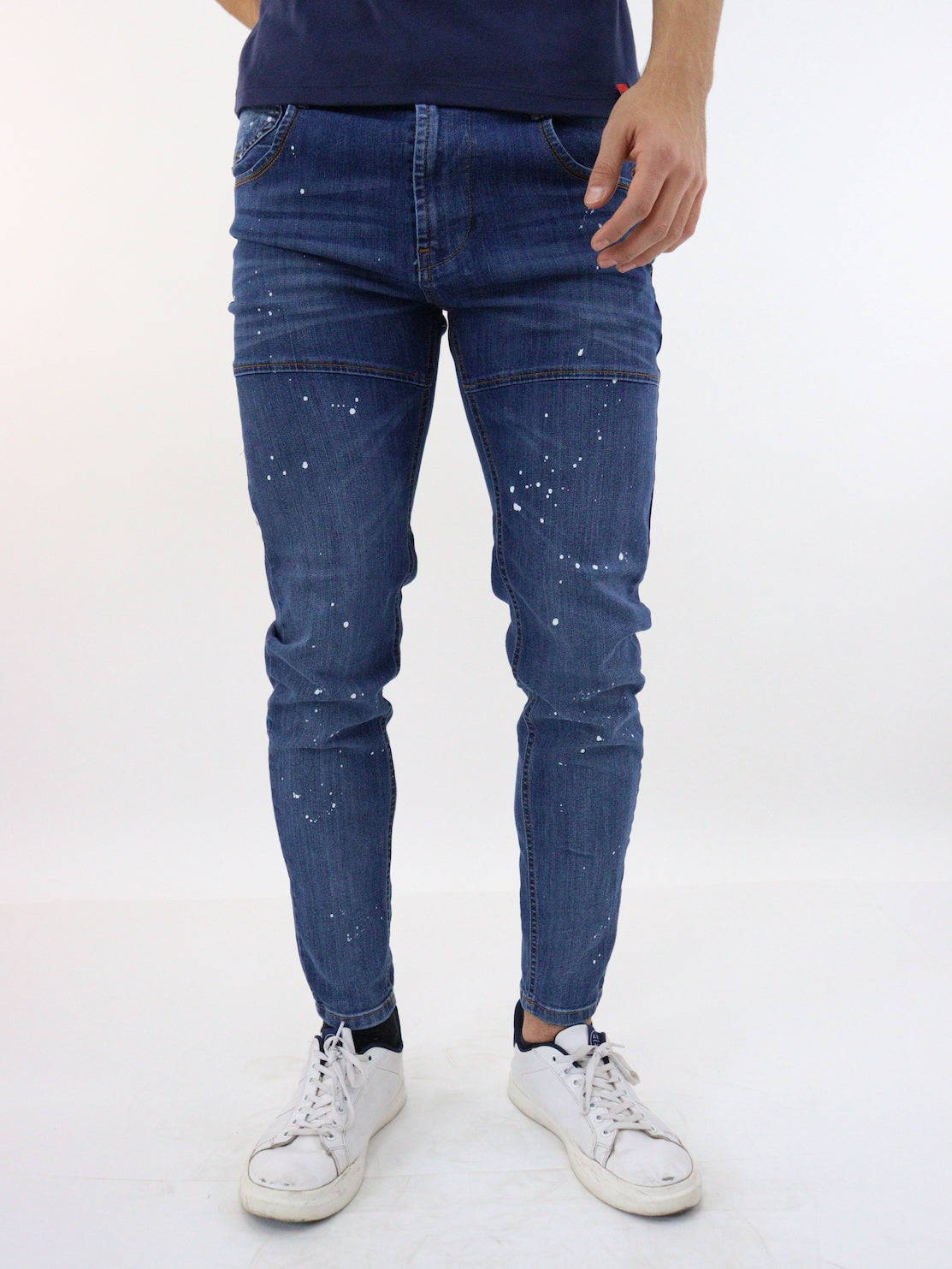 Jeans skinny de color azul oscuro con pigmento (base) – COMFORT JEANS