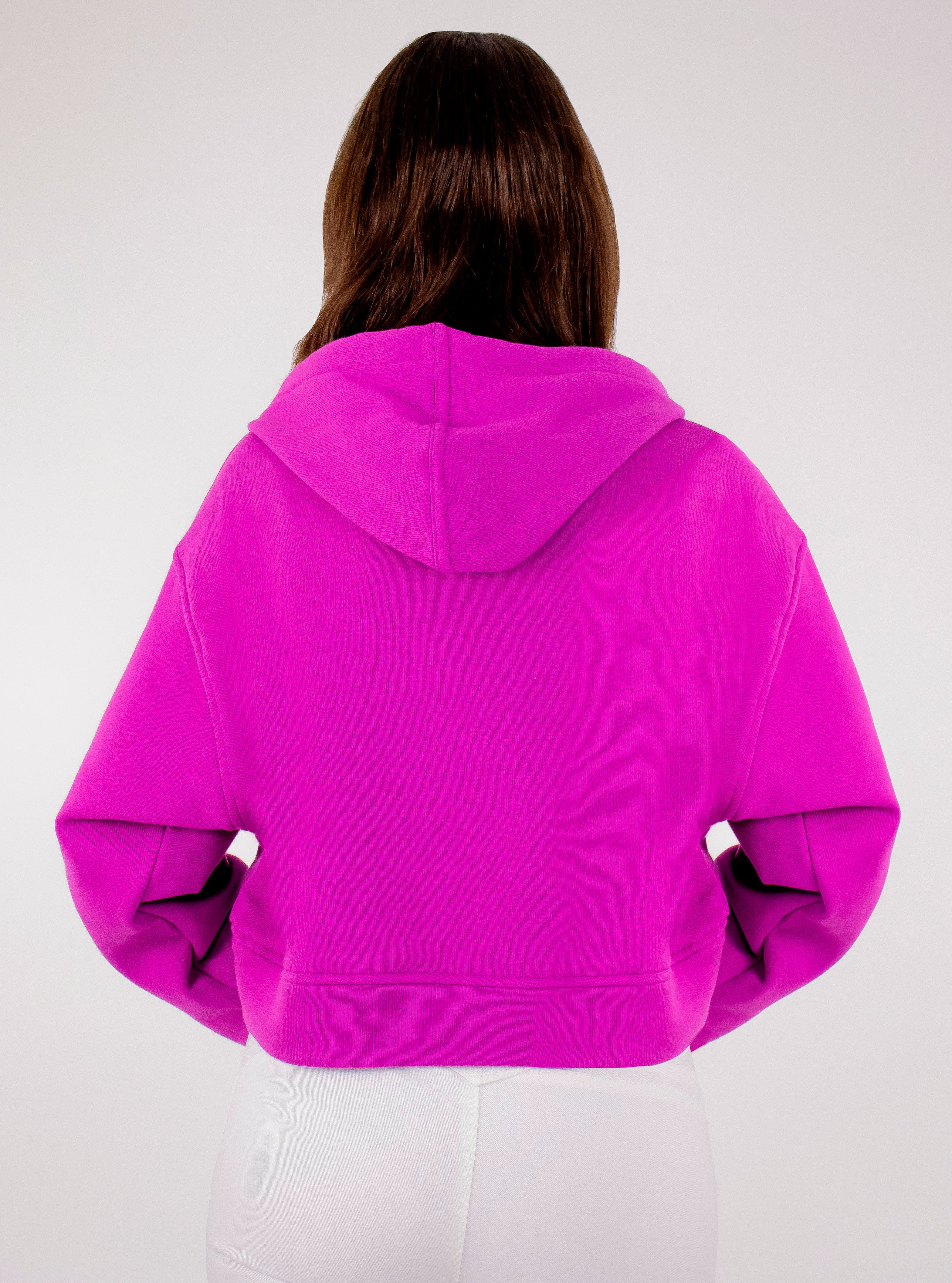 Sudadera corta con capucha de color morado