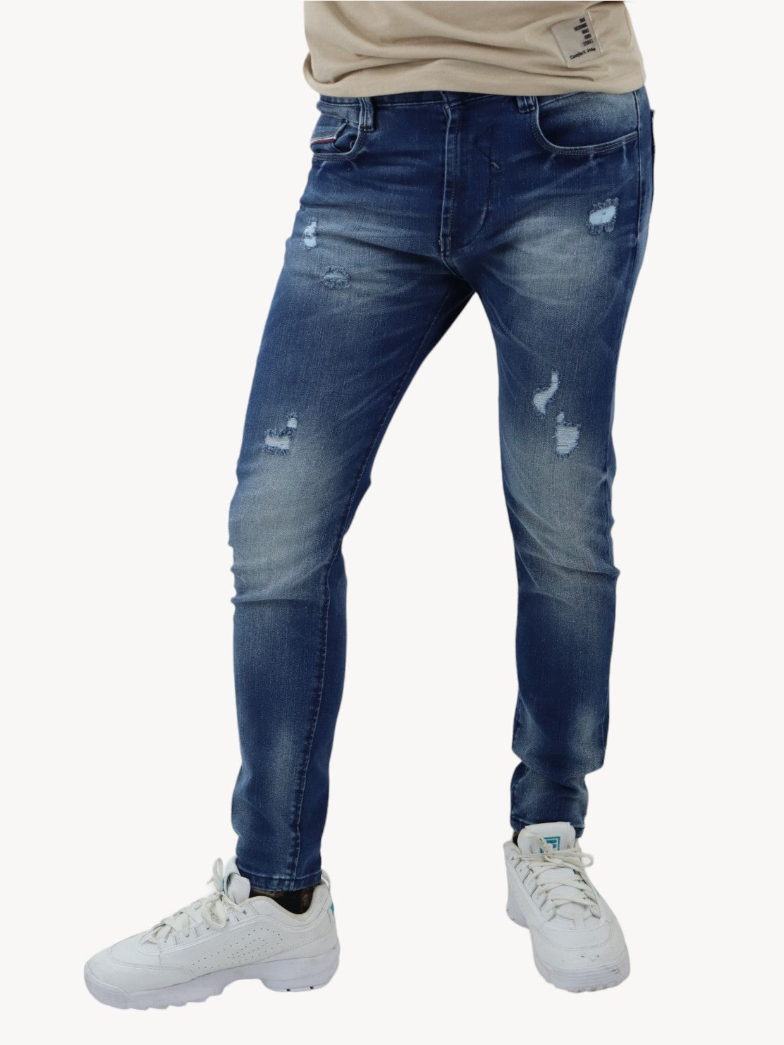 Jeans skinny de color azul oscuro con destrucción (NUEVA TEMPORADA)