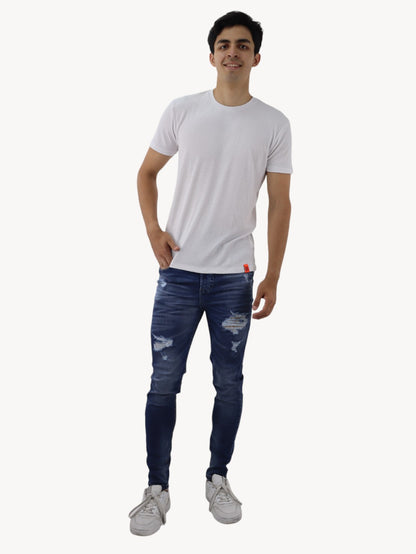 Jeans skinny de color azul deslavado con destrucción (NUEVA TEMPORADA)