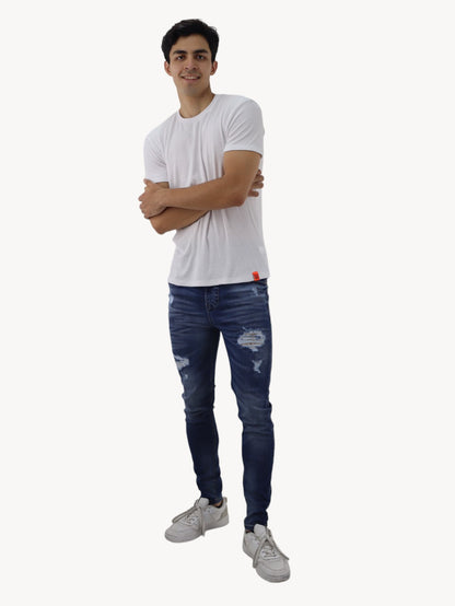 Jeans skinny de color azul deslavado con destrucción (NUEVA TEMPORADA)