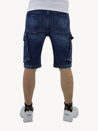 Short cargo de color azul oscuro con destrucción (NUEVA TEMPORADA)