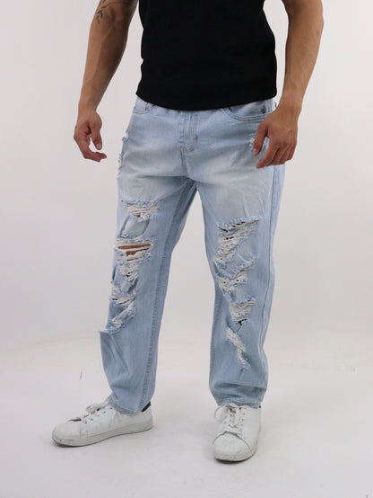 Jeans loose con destrucción y estampado (NUEVA TEMPORADA)