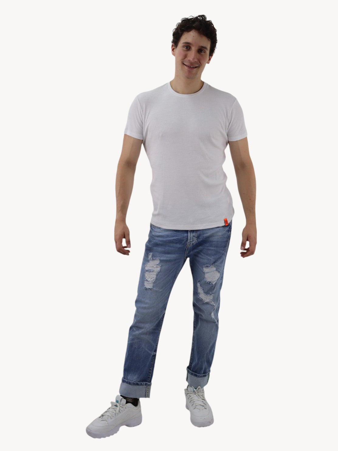 Jeans slim azul deslavado con destrucción (NUEVA TEMPORADA)