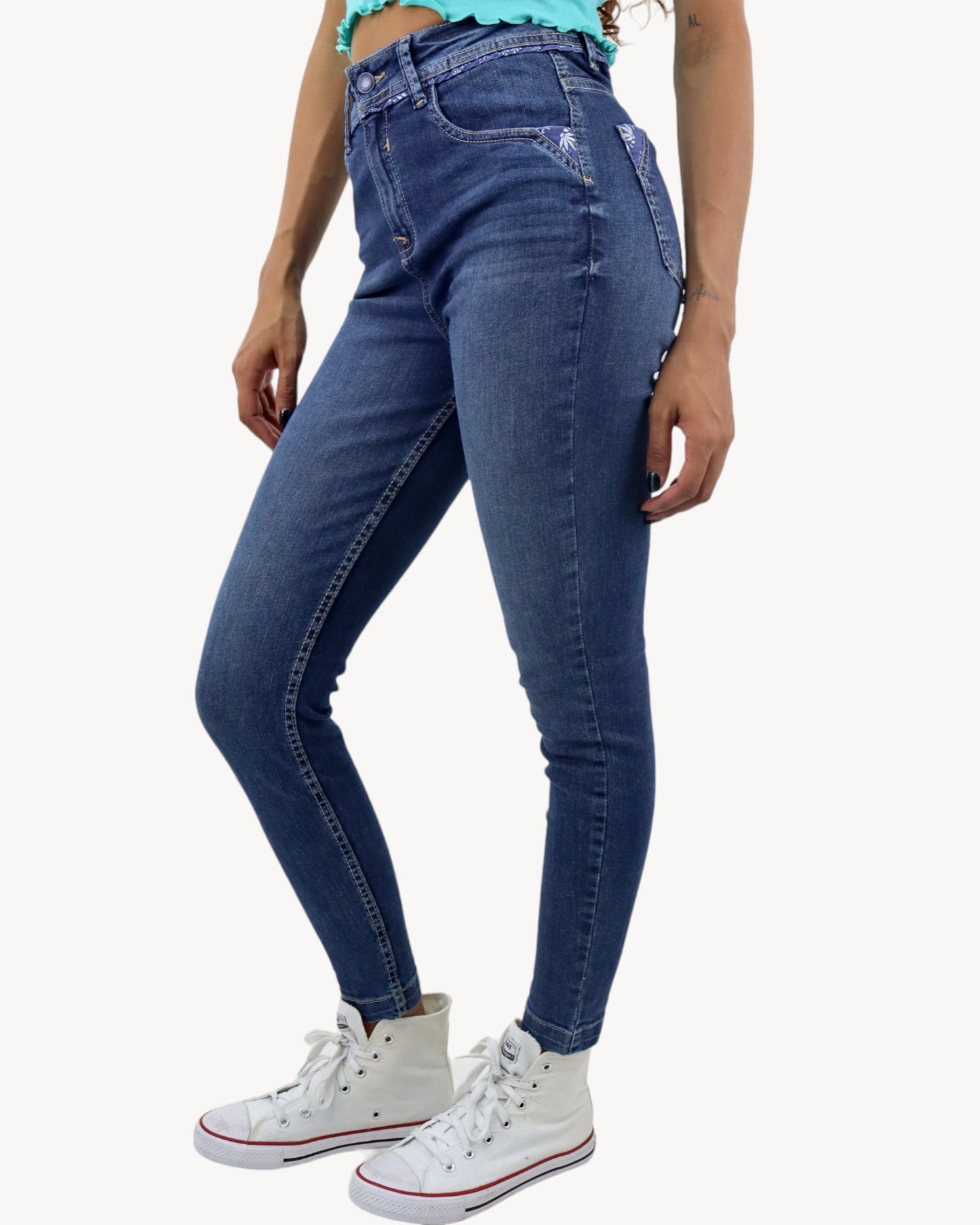 Jeans skinny tiro alto de color azul oscuro (NUEVA TEMPORADA)