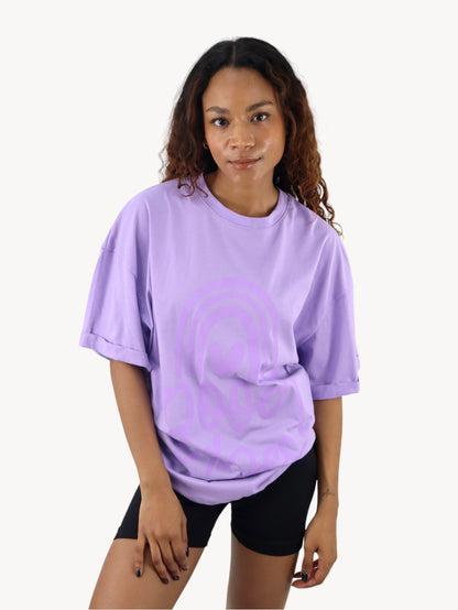 Playera oversize de color lila con estampado (NUEVA TEMPORADA)