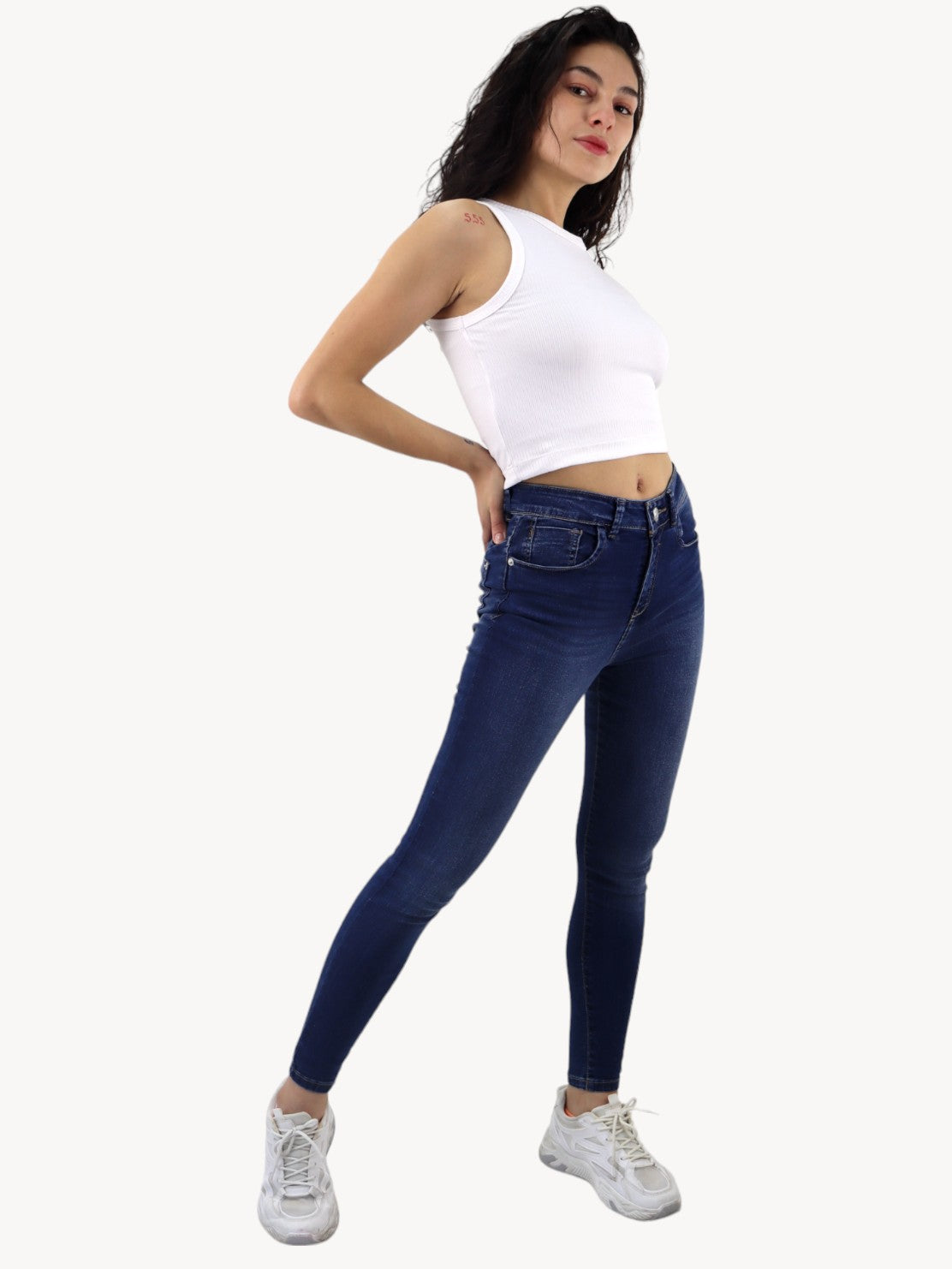 Jeans skinny tiro alto de color azul oscuro (NUEVA TEMPORADA)