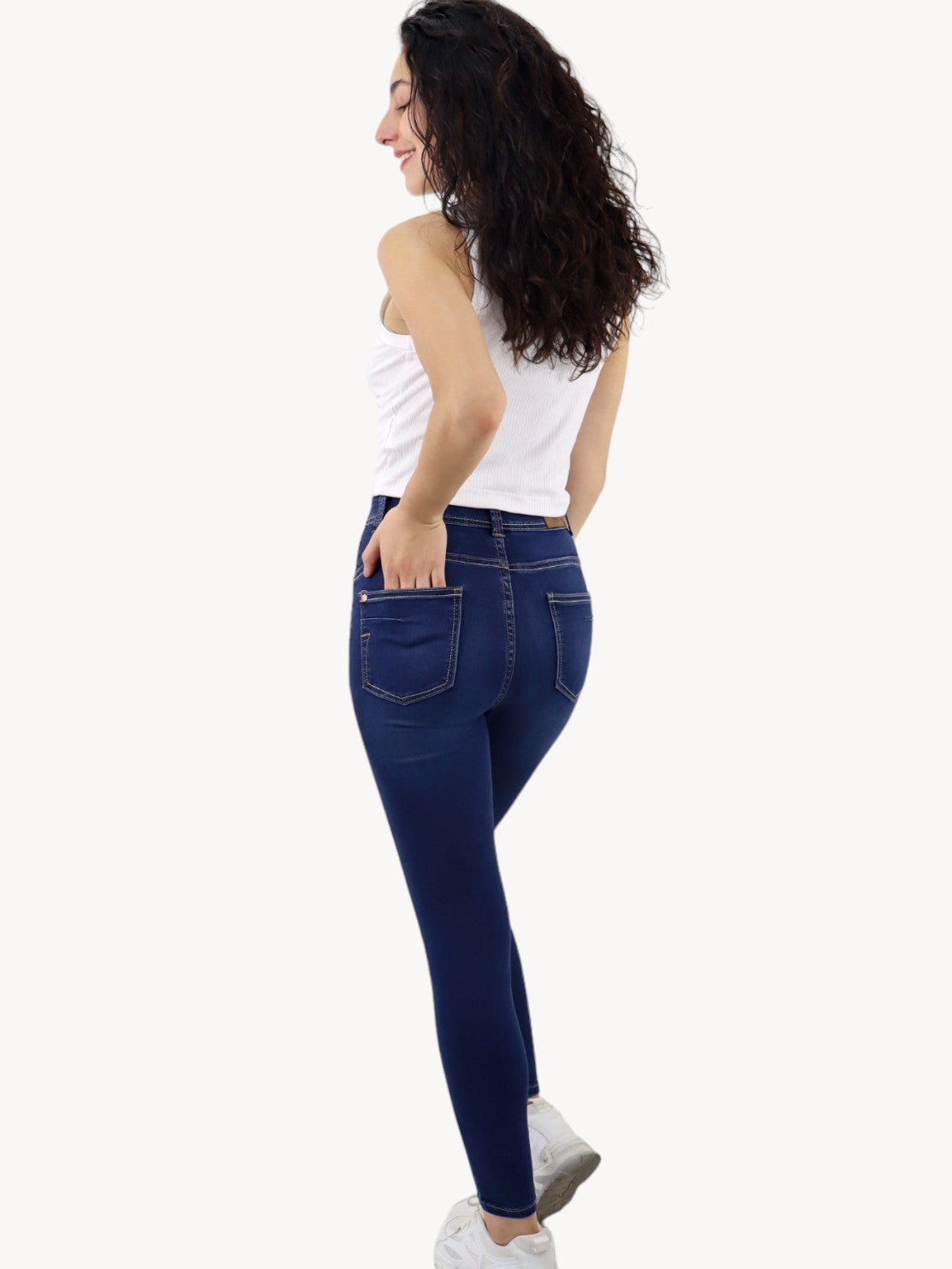 Jeans skinny tiro alto de color azul oscuro (NUEVA TEMPORADA)