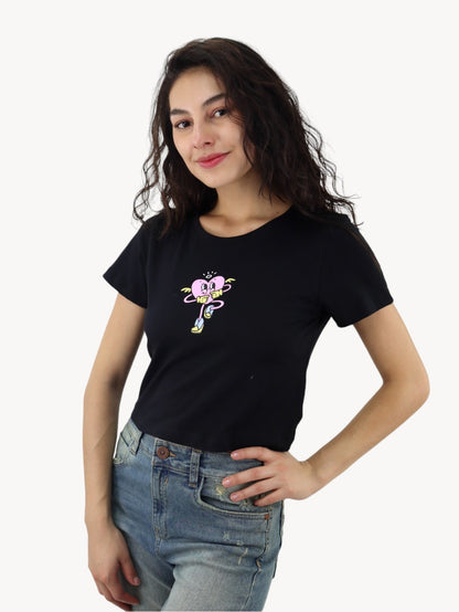 Playera slim size de color negro con estampado (NUEVA TEMPORADA)