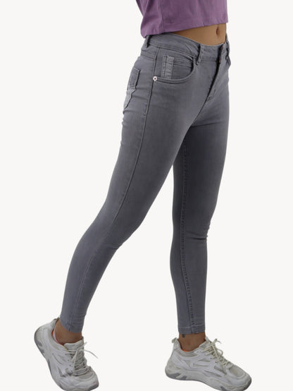 Jeans skinny tiro alto de color gris (NUEVA TEMPORADA)