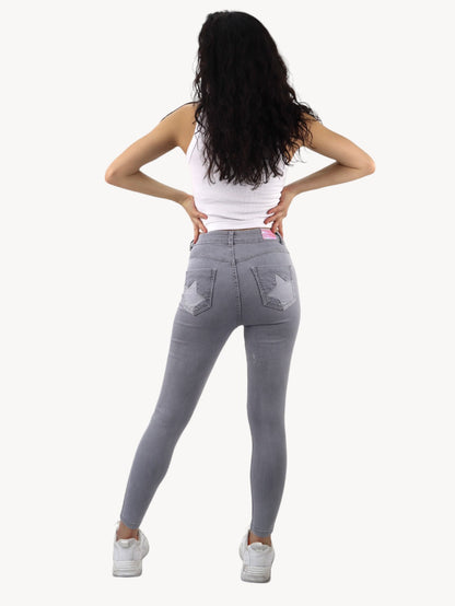 Jeans skinny tiro alto de color gris (NUEVA TEMPORADA)