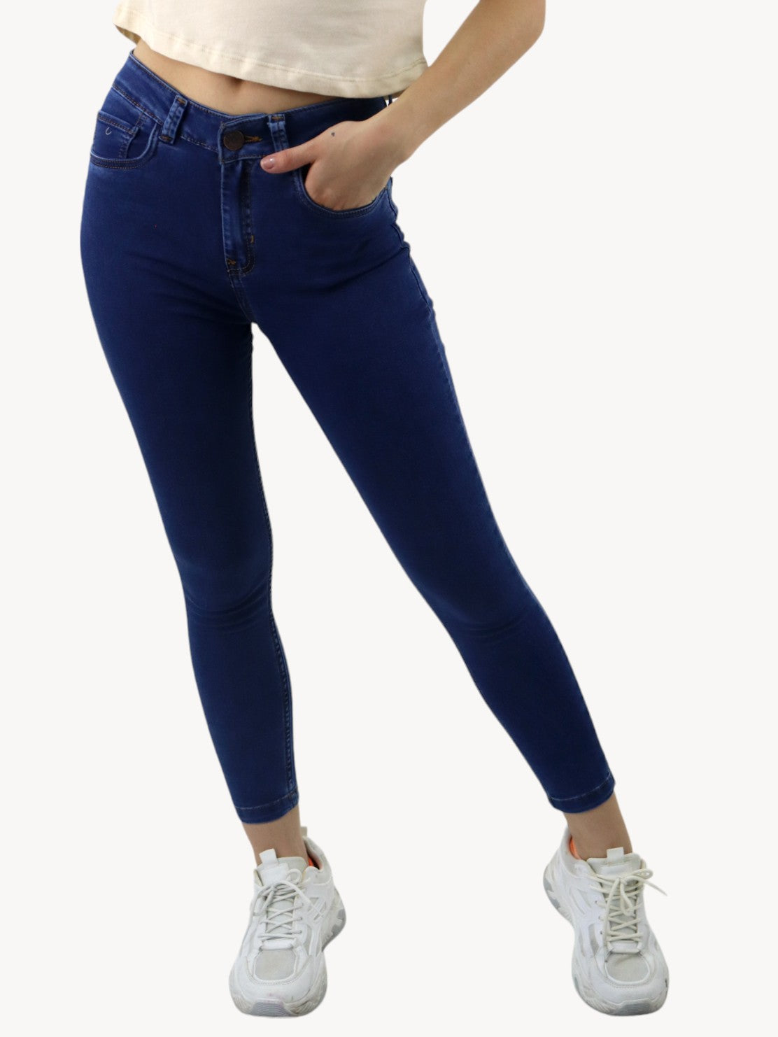 Jeans skinny tiro medio de color azul oscuro (NUEVA TEMPORADA)