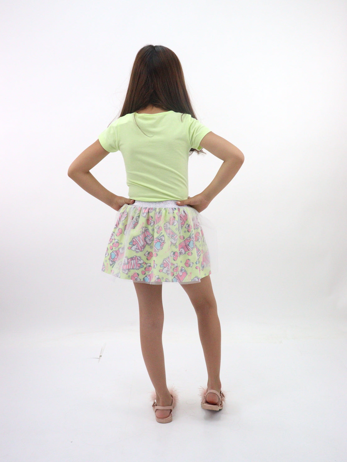 Conjunto de playera-falda color verde neón (NUEVA TEMPORADA)