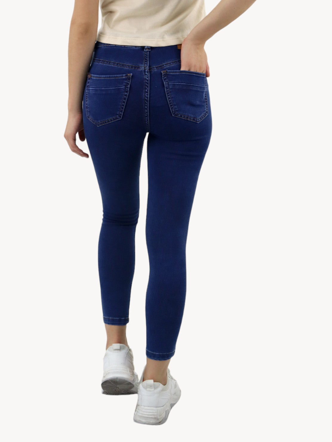 Jeans skinny tiro medio de color azul oscuro (NUEVA TEMPORADA)