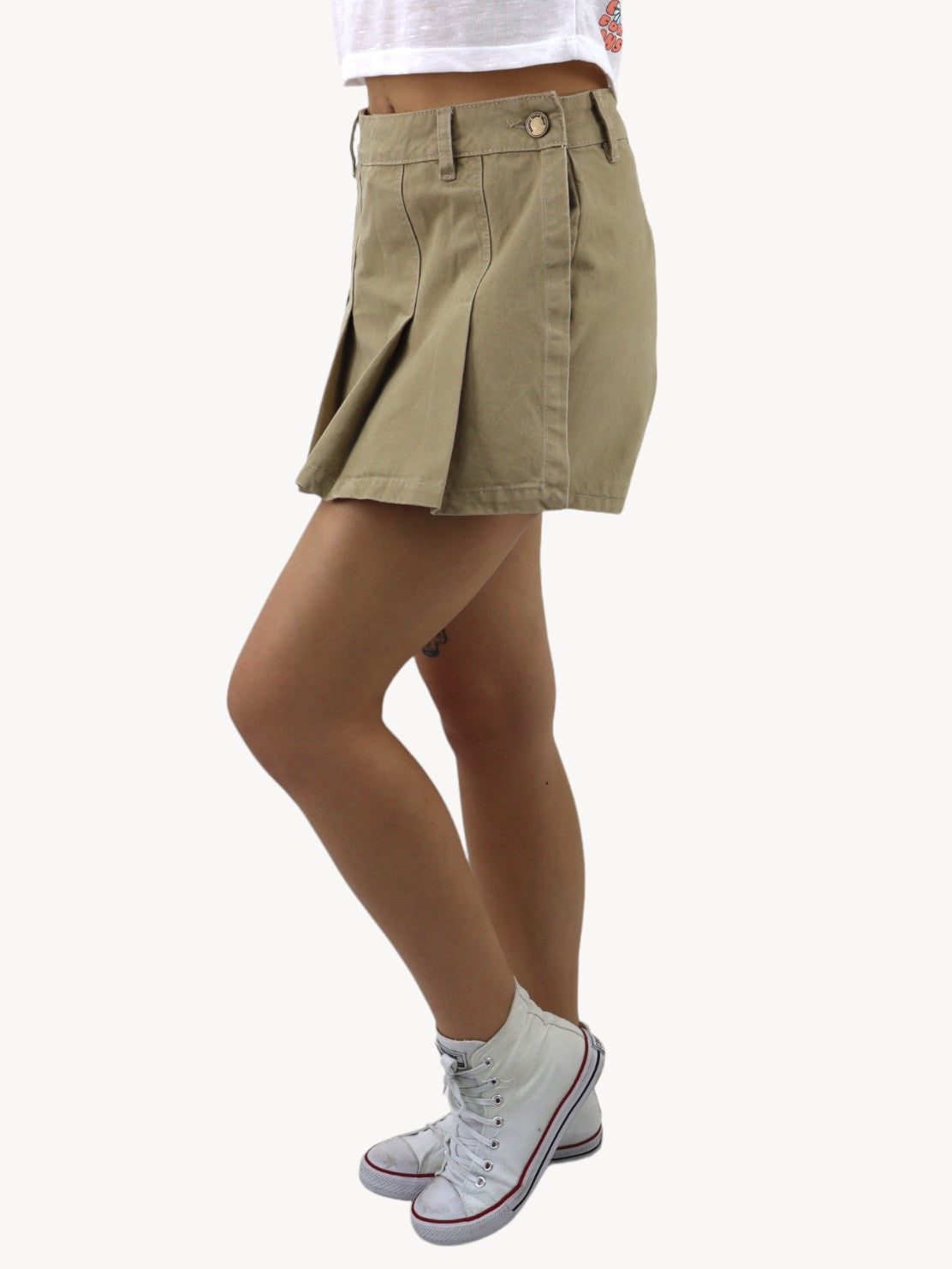 Falda short tableada de color khaki (NUEVA TEMPORADA)