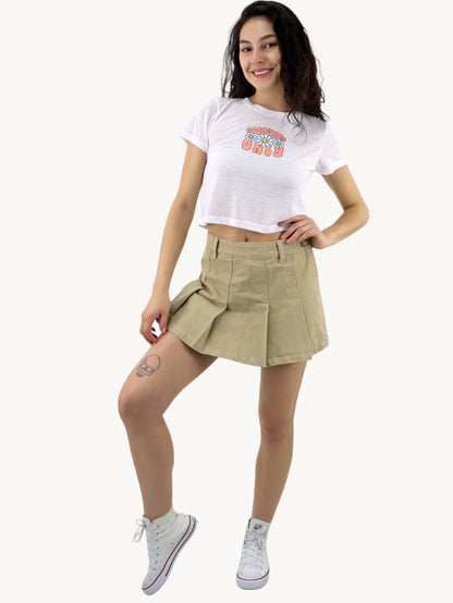 Falda short tableada de color khaki (NUEVA TEMPORADA)