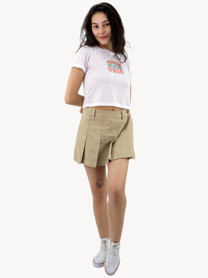 Falda short tableada de color khaki (NUEVA TEMPORADA)