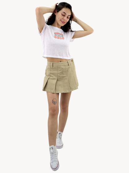 Falda short tableada de color khaki (NUEVA TEMPORADA)