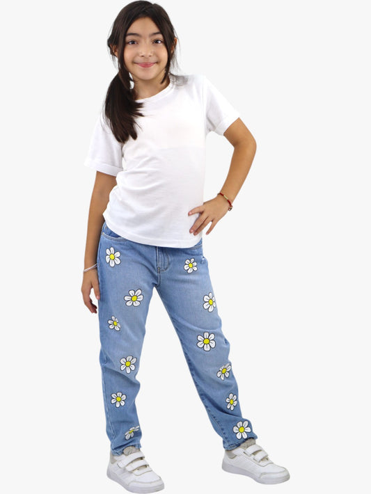 Jeans mom clasic con estampado floral (NUEVA TEMPORADA)