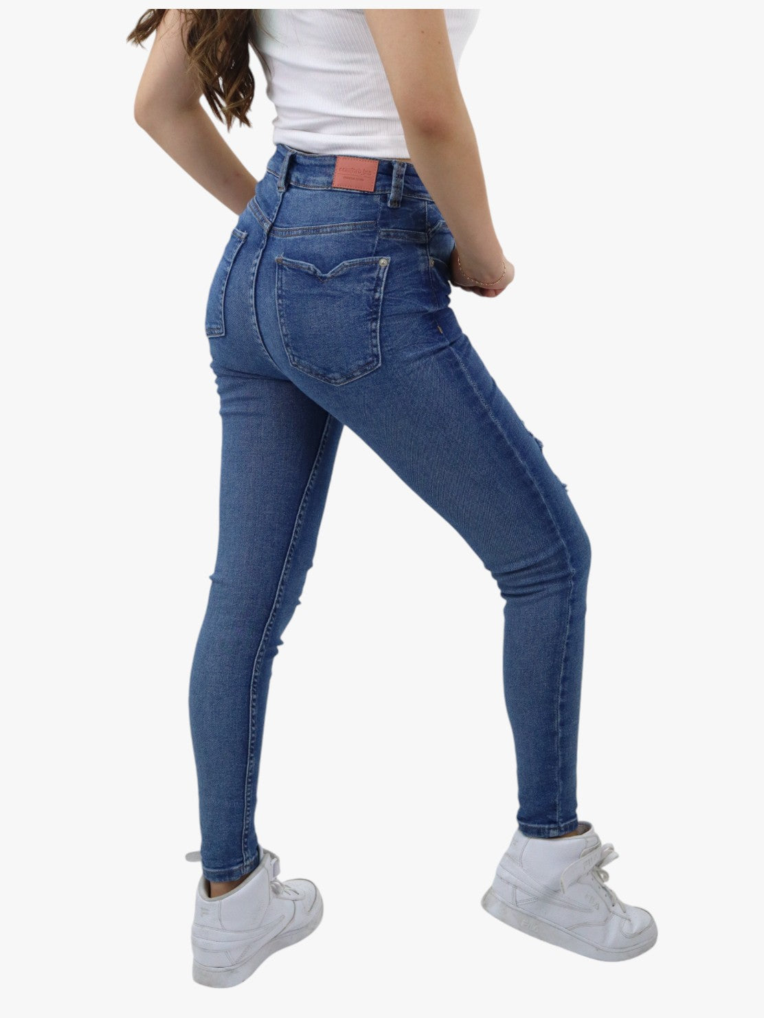 Jeans skinny tiro alto con destrucción (NUEVA TEMPORADA)