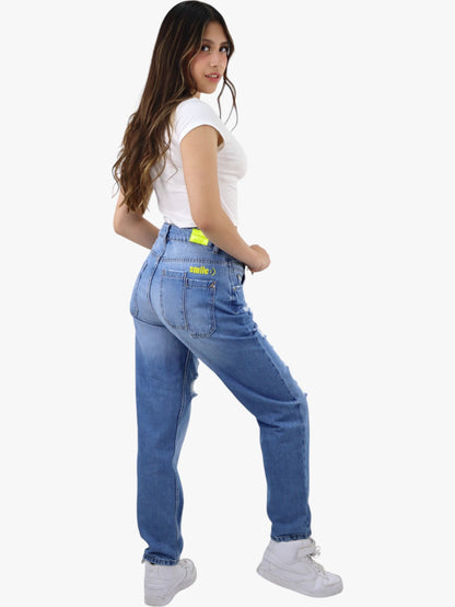 Jeans mom clasic con destrucción (NUEVA TEMPORADA)