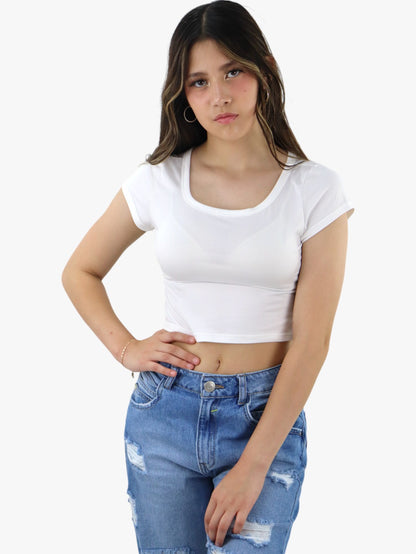 Playera crop básica de color blanco (NUEVA TEMPORADA)