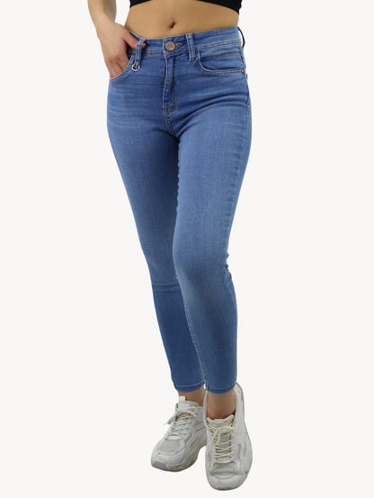 Jeans skinny tiro alto de color azul medio (NUEVA TEMPORADA)