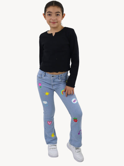 Jeans acampanado con estampado (NUEVA TEMPORADA)