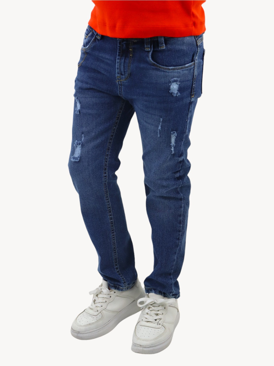 Jeans slim de color azul oscuro con destrucción (NUEVA TEMPORADA)