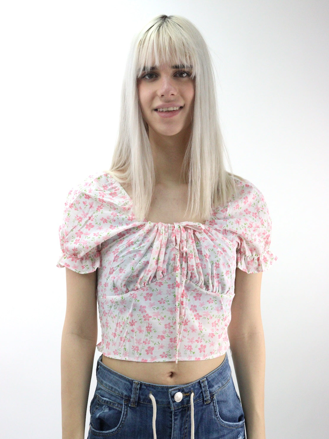 Blusa con estampado floral y mangas abullonadas (NUEVA TEMPORADA)