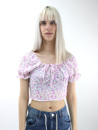 Blusa con estampado floral y mangas abullonadas (NUEVA TEMPORADA)