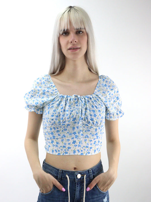 Blusa con estampado floral y mangas abullonadas (NUEVA TEMPORADA)