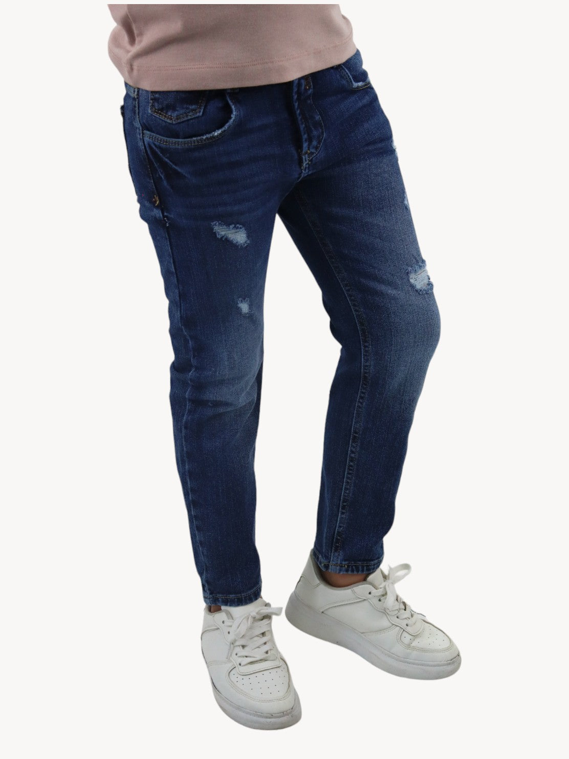 Jeans slim de color azul oscuro con destrucción (NUEVA TEMPORADA)