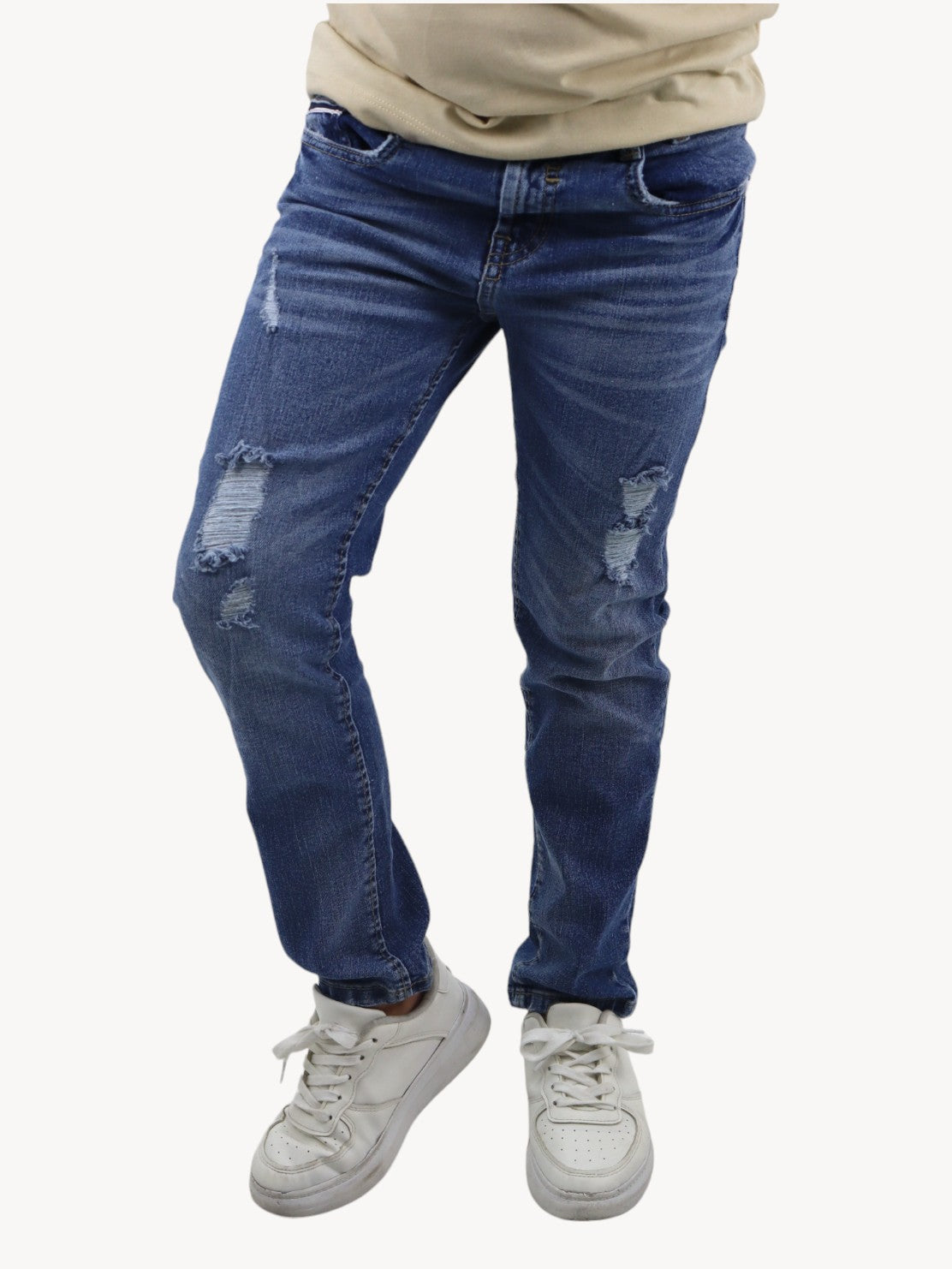 Jeans slim azul deslavado con destrucción (NUEVA TEMPORADA)