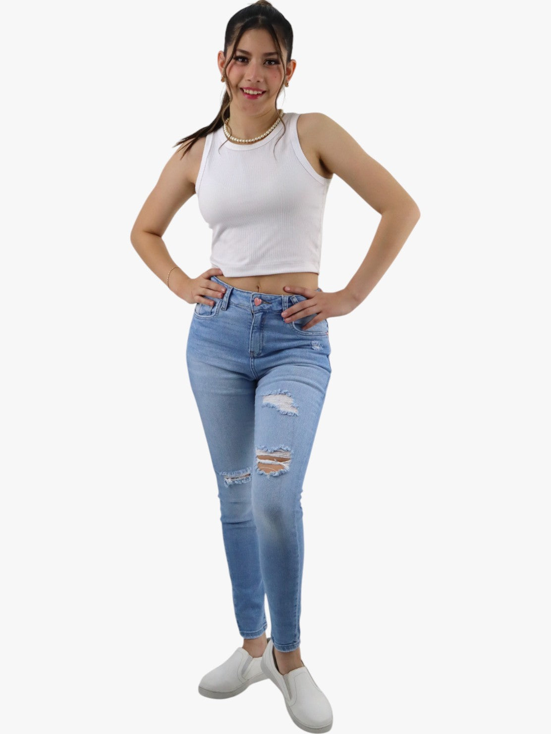 Jeans skinny azul claro con destrucción (NUEVA TEMPORADA)