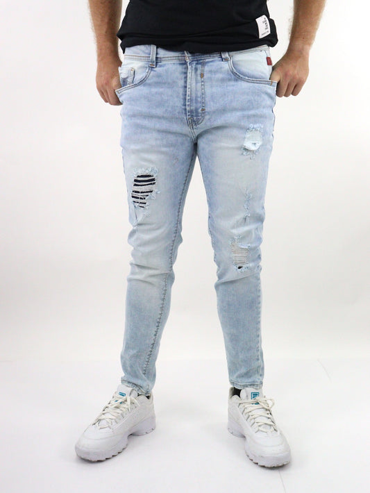 Jeans skinny de color azul claro con destrucción (NUEVA TEMPORADA)