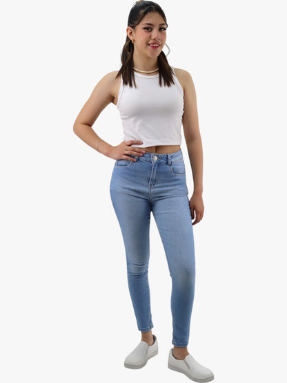 Jeans skinny tiro alto azul claro (NUEVA TEMPORADA)