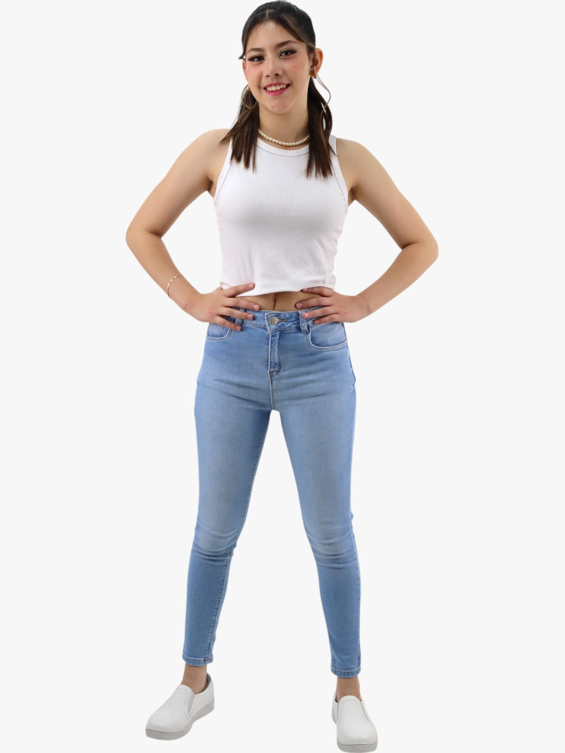 Jeans skinny tiro alto azul claro (NUEVA TEMPORADA)