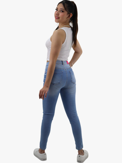 Jeans skinny tiro alto azul claro (NUEVA TEMPORADA)