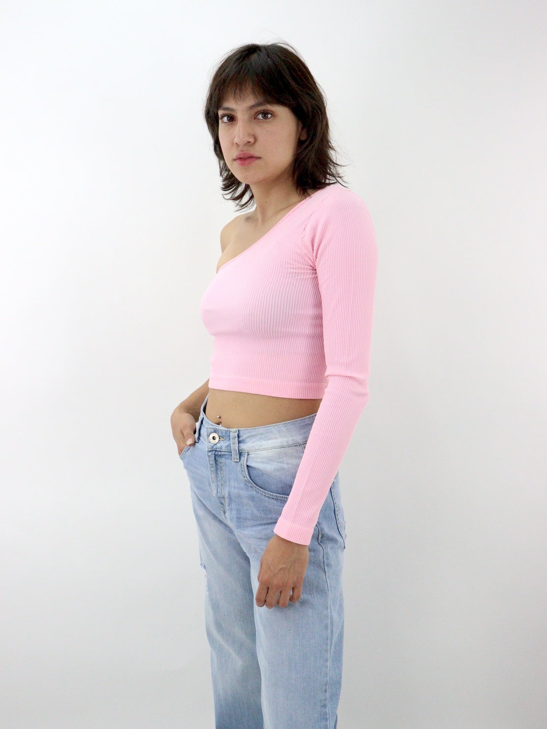 Blusa licra 1 manga de color rosa (NUEVA TEMPORADA)