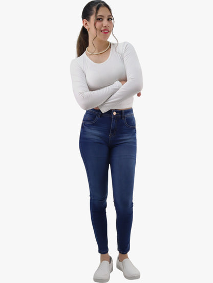 Jeans skinny tiro alto azul oscuro (NUEVA TEMPORADA)