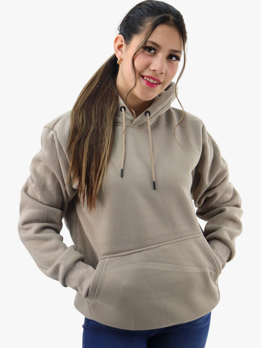 Hoodie básica unisex beige claro con capucha