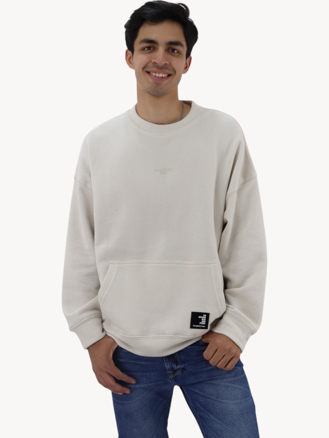 Sudadera oversize cuello redondo con logotipo