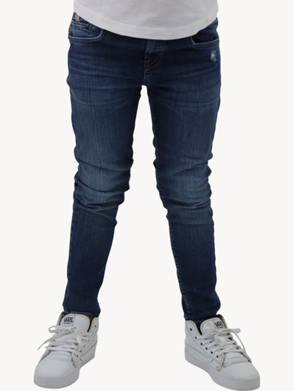 Jeans skinny azul oscuro con deslavado