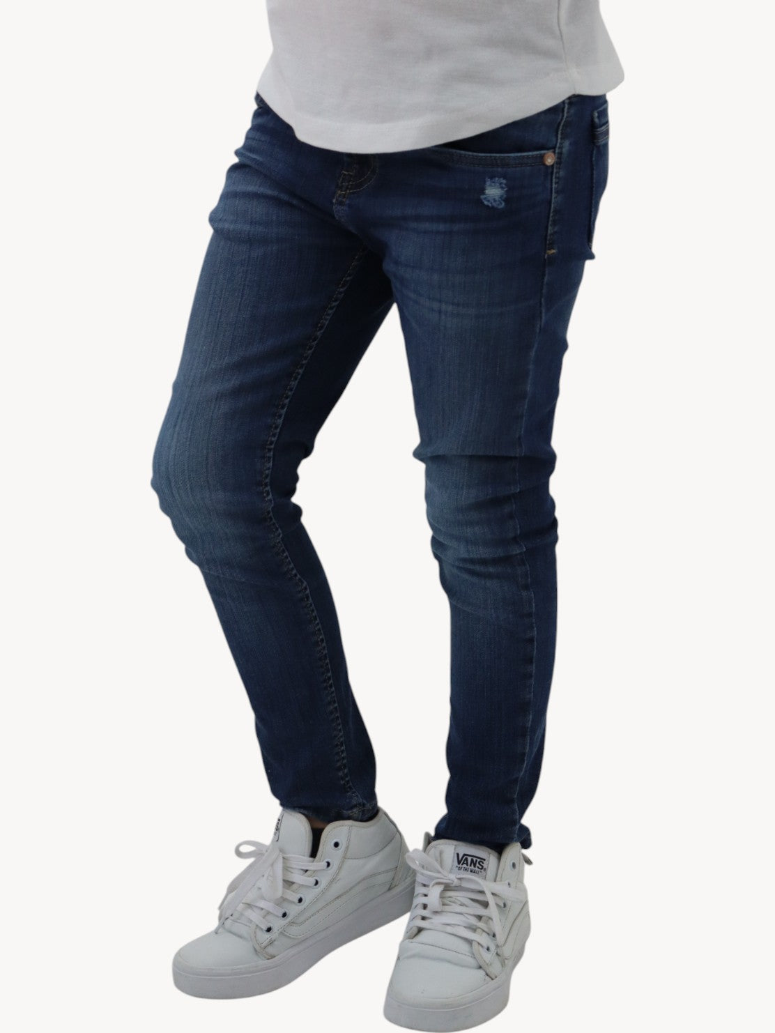 Jeans skinny azul oscuro con deslavado