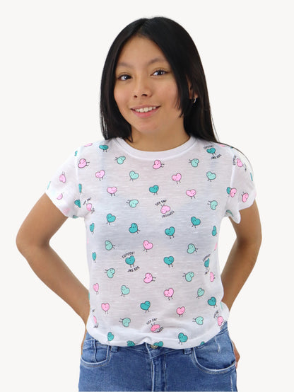 Playera manga corta con print de corazones (NUEVA TEMPORADA)