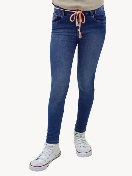 Jeans skinny de color azul oscuro con cinta decorativa (NUEVA TEMPORADA)