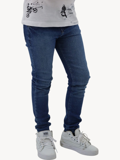 Jeans skinny de color azul medio