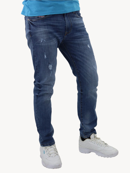 Jeans skinny de color azul medio con destrucción (NUEVA TEMPORADA)