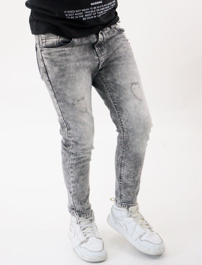 Jeans skinny de color gris con snow wash (NUEVA TEMPORADA)